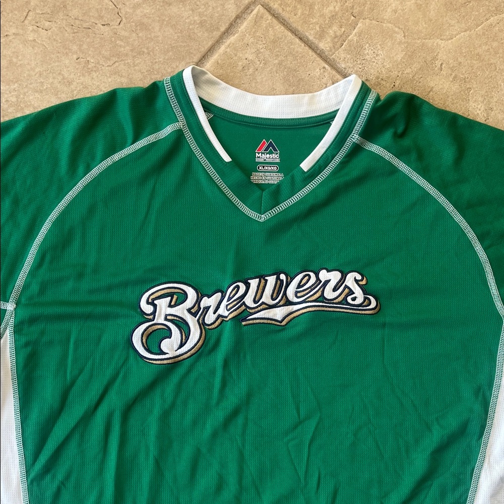 Green and White Brewers Jersey - Picture 2 of 2